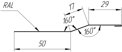 Планка крепёжная фальц 50x17x29 мм, Картэн тёмный