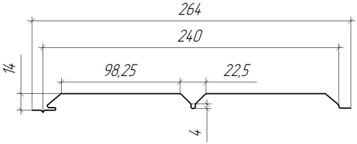 Л-брус 264/240x0,45 мм, 1014 слоновая кость глянцевый