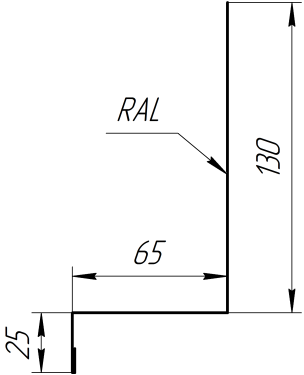 Примыкание боковое фальц 25x65x130 мм, Дуб Сантана 3D