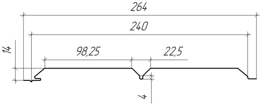Л-брус 264/240x0,4 мм, 7040 серое окно глянцевый